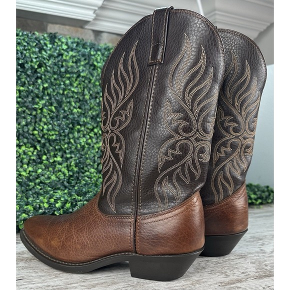 LAREDO Lea Vamp Fox Western Cowgirl Boots Women's 9.5M Brown Leather Barn Horses - Picture 8 of 13